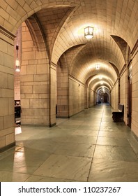Hallway in the Cathedral of Learning at the University of Pittsburgh in Pennsylvania, USA.