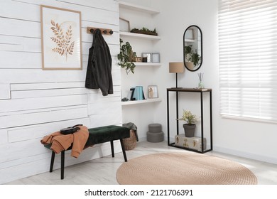 Hallway Interior With Console Table And Stylish Decor