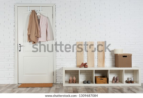 Hallway Interior Shoe Rack Mat Near Stock Photo Edit Now 1309687084