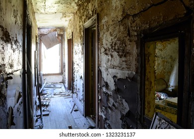 Hallway In An Old Abandoned Apartment In Detroit