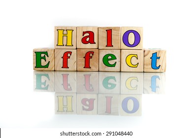 Halo Effect Colorful Wooden Word Block On The White Background