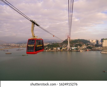 Halong Bay, Vietnam - December 17, 2019: View Of The Sun World Cable Car.