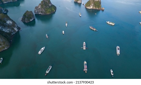 Halong bay view from the sky. Halong Bay is the UNESCO World Heritage Site, it is a beautiful natural wonder in northern Vietnam, Southeast Asia. A popular landmark, famous destination of Vietnam
