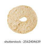 Halved Bagel Isolated, One Round Bread Bun, Wheat Bakery for Breakfast, Plain Circle Bagel Bread on White Background