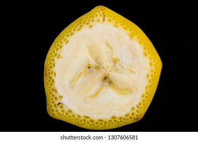 Halved Banana Isolated Against Black Background