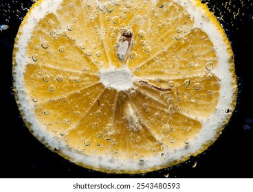 A halved lemon submerged in some fizzy water - Powered by Shutterstock