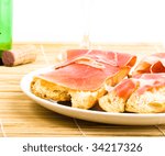 ham and bread on plate