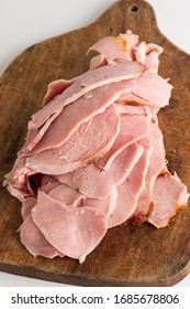 Ham. Cured Country Ham. Classic Delicatessen Or Butcher Shop Staple. Whole Ham, Carved With A Butchers Knife. Lunch Or Dinner Favorite, Meat Ideal For Sandwiches Or Served With Vegetables.