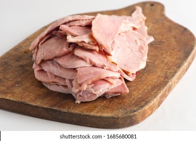 Ham. Cured Country Ham. Classic Delicatessen Or Butcher Shop Staple. Whole Ham, Carved With A Butchers Knife. Lunch Or Dinner Favorite, Meat Ideal For Sandwiches Or Served With Vegetables.