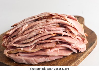 Ham. Cured Country Ham. Classic Delicatessen Or Butcher Shop Staple. Whole Ham, Carved With A Butchers Knife. Lunch Or Dinner Favorite, Meat Ideal For Sandwiches Or Served With Vegetables.