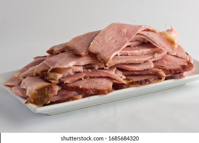 Ham. Cured Country Ham. Classic Delicatessen Or Butcher Shop Staple. Whole Ham, Carved With A Butchers Knife. Lunch Or Dinner Favorite, Meat Ideal For Sandwiches Or Served With Vegetables