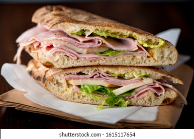 Ham Sandwich. Cured Country Ham. Classic Delicatessen Or Butcher Shop Staple. Whole Ham, Carved With A Butchers Knife. Lunch Or Dinner Favorite, Meat Ideal For Sandwiches Or Served With Vegetables.