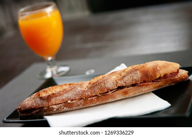 Ham Sandwich Orange Juice Spanish Breakfast Stock Photo Edit Now