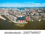 Hamburg city centre aerial panoramic view in Germany