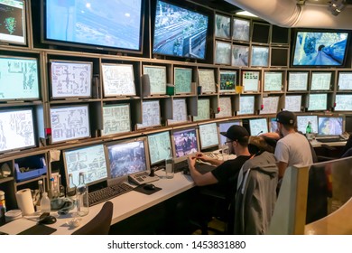 Hamburg, Germany - 11/3/2018. World's Biggest Model Train Diorama, Wunderland. Different Cities And Scenes Of Model Train World. This Is Control Room Of Park.