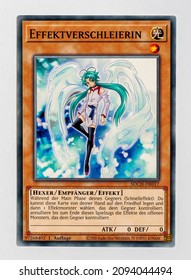 Hamburg, Germany - 12 20 2021: Picture Of The German Yu Gi Oh Card Effect Veiler From The Structure Deck Spirit Charmers. Trading Card 