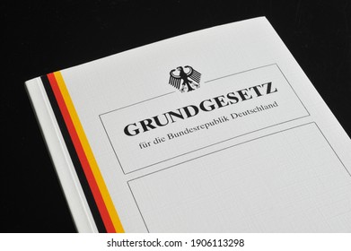 Hamburg, Germany - April 28, 2019: The Basic Law for the Federal Republic of Germany - German: Grundgesetz - is the constitution of the Federal Republic of Germany