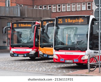 Hamburg, Germany - August 29 2020: Local Buses With Directions 