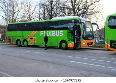 Hamburg, Germany - Dec 21, 2019: Flixbus, German Owned Transportation Company, Which Offers Low Cost Bus Travel To Many Destinations, And Owned By FlixMobility GmbH