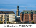 Hamburg, Germany. Downtown with the St. Michael