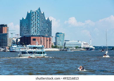 HAMBURG, GERMANY - JUNE 4, 2016: The Elbphilharmonie building in the port of Hamburg on June 4, 2016. It is Germanys largest port and is named the countrys Gateway to the World.