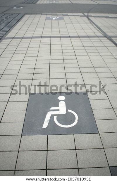Hamburg, Germany, March 2018, sign for disabled\
parking on German\
streets