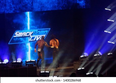 Hamburg, Germany - May 16th 2019: Lars Sullivan Appears After A Match And Attacks Matt Hardy