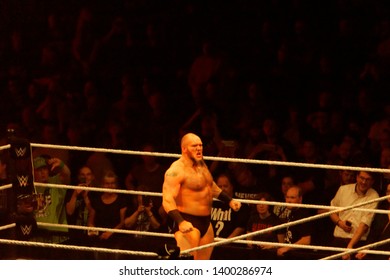 Hamburg, Germany - May 16th 2019: Lars Sullivan Appears After A Match And Attacks Matt Hardy