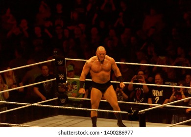 Hamburg, Germany - May 16th 2019: Lars Sullivan Appears After A Match And Attacks Matt Hardy