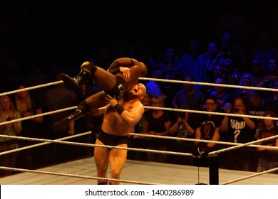 Hamburg, Germany - May 16th 2019: Lars Sullivan Appears After A Match And Attacks Matt Hardy