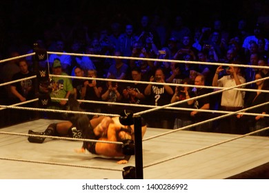 Hamburg, Germany - May 16th 2019: Lars Sullivan Appears After A Match And Attacks Matt Hardy