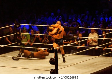 Hamburg, Germany - May 16th 2019: Lars Sullivan Appears After A Match And Attacks Matt Hardy