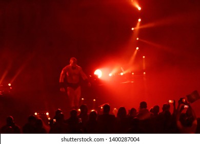 Hamburg, Germany - May 16th 2019: Lars Sullivan Appears After A Match And Attacks Matt Hardy