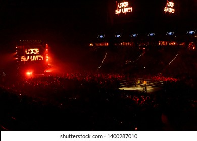 Hamburg, Germany - May 16th 2019: Lars Sullivan Appears After A Match And Attacks Matt Hardy