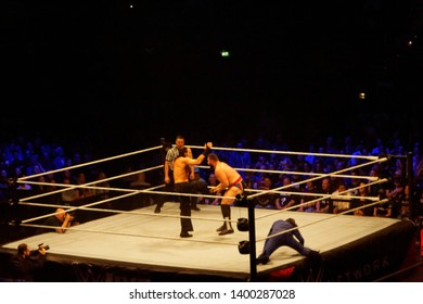 Hamburg, Germany - May 16th 2019:  Tag Team Match Between Shinsuke Nakamura & Rusev Vs. Apollo Crews & Matt Hardy