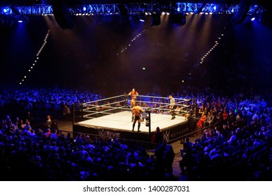 Hamburg, Germany - May 16th 2019:  Tag Team Match Between Shinsuke Nakamura & Rusev Vs. Apollo Crews & Matt Hardy