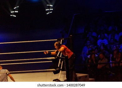 Hamburg, Germany - May 16th 2019:  Tag Team Match Between Shinsuke Nakamura & Rusev Vs. Apollo Crews & Matt Hardy