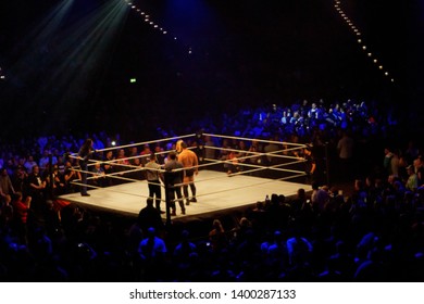 Hamburg, Germany - May 16th 2019:  Tag Team Match Between Shinsuke Nakamura & Rusev Vs. Apollo Crews & Matt Hardy