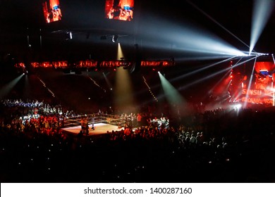 Hamburg, Germany - May 16th 2019:  Tag Team Match Between Shinsuke Nakamura & Rusev Vs. Apollo Crews & Matt Hardy