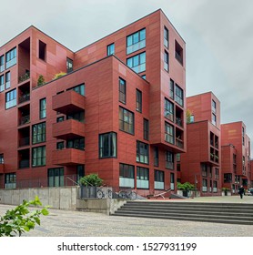 HAMBURG, GERMANY - May 22, 2019: Residential building Hopfenstrasse, Hamburg, Germany, Europe