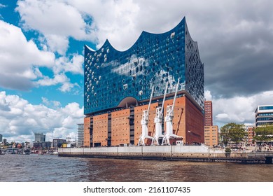 Hamburg, Germany - May 22, 2022: The Elbphilharmonie, a famous concert hall in the HafenCity quarter of Hamburg, Germany.