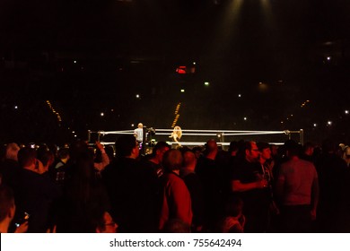 Hamburg, Germany - November 10, 2017: The Barclaycard Arena bevor the WWE Raw Show during WWE Live Tour 2017 starts