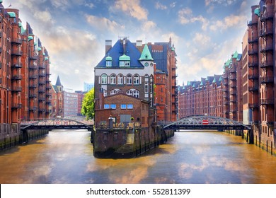 Hamburg, Germany - Popular Water Castle in the warehouse district  - Shutterstock ID 552811399