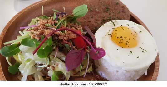 Hamburg Steak With Rice And Egg