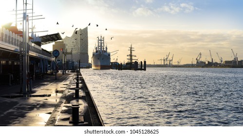 Hamburg Sunrise At The Port