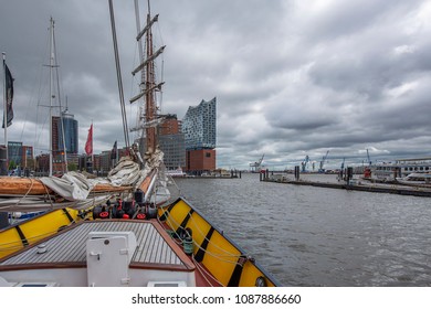 Hamburg - View From Vessel  J.R. Tolkien, Built In 1964 In Rostock, To The Elbe Philharmonic Hall, Hamburg, Germany, 25.04.2018