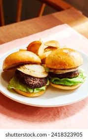 Hamburger and beer on the table