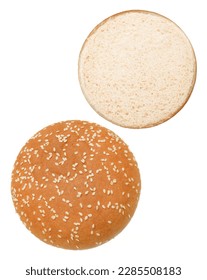 Hamburger bun isolated on white background.