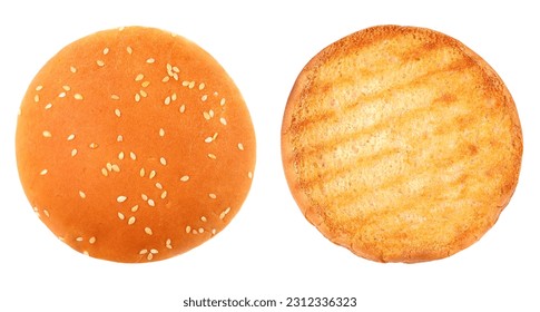 Hamburger bun on white background, close-up - Powered by Shutterstock