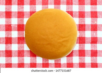 Hamburger Bun Without Sesame  On Tablecloth